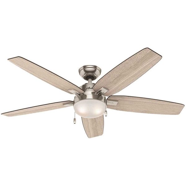 Hunter Antero 54 in. LED Indoor Brushed Nickel Ceiling Fan with Light 59183